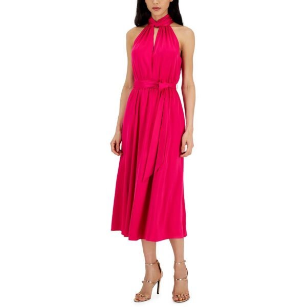 Anne Klein Womens Cut-Out Ruched Midi Dress