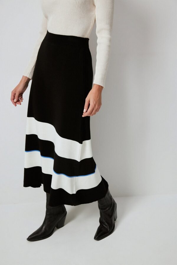 STRIPED KNITWEAR SKIRT WITH ELASTIC WAIST