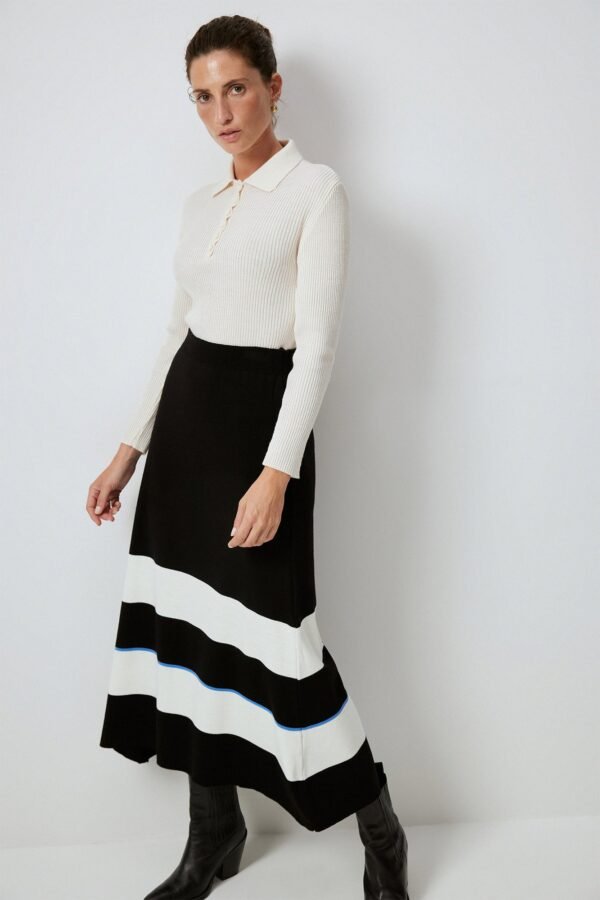 STRIPED KNITWEAR SKIRT WITH ELASTIC WAIST - Image 3