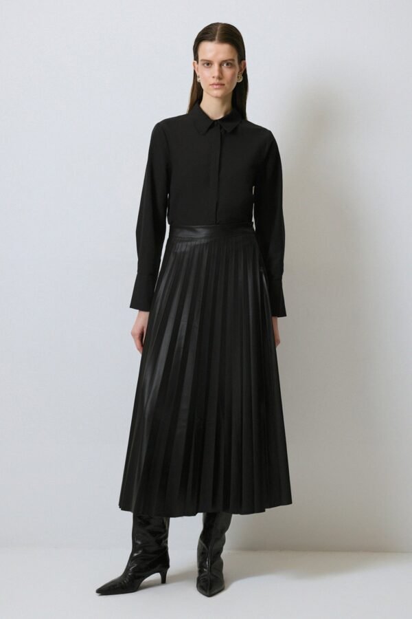 PLEATED FAUX LEATHER SKIRT - Image 4