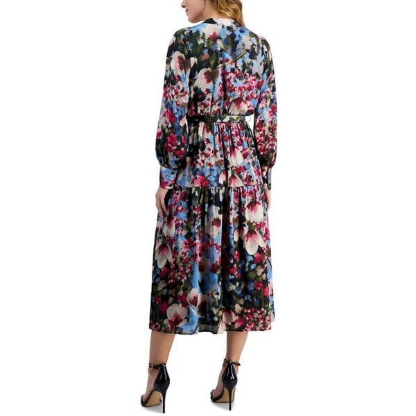 Anne Klein Womens Satin Floral Midi Dress - Image 2